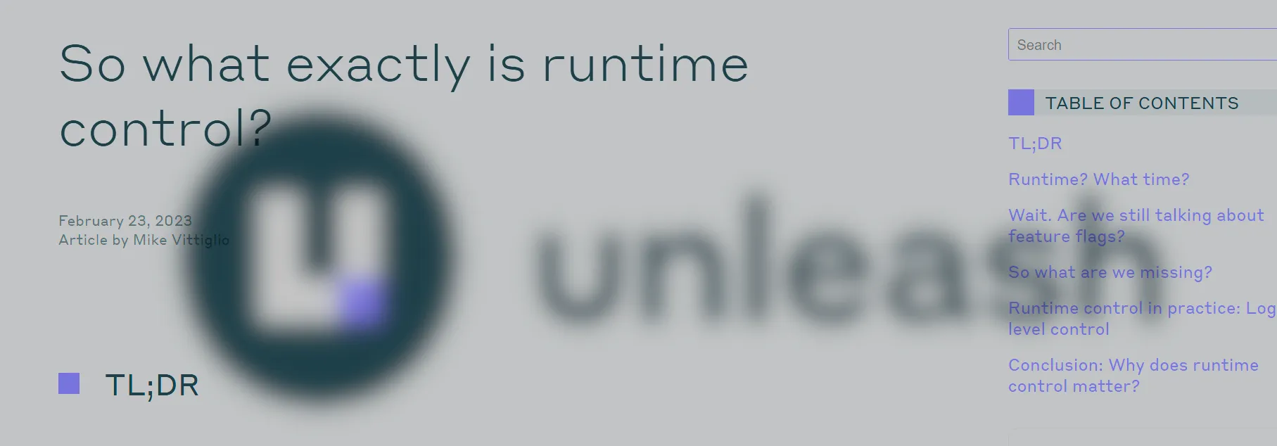 So what exactly is runtime control?